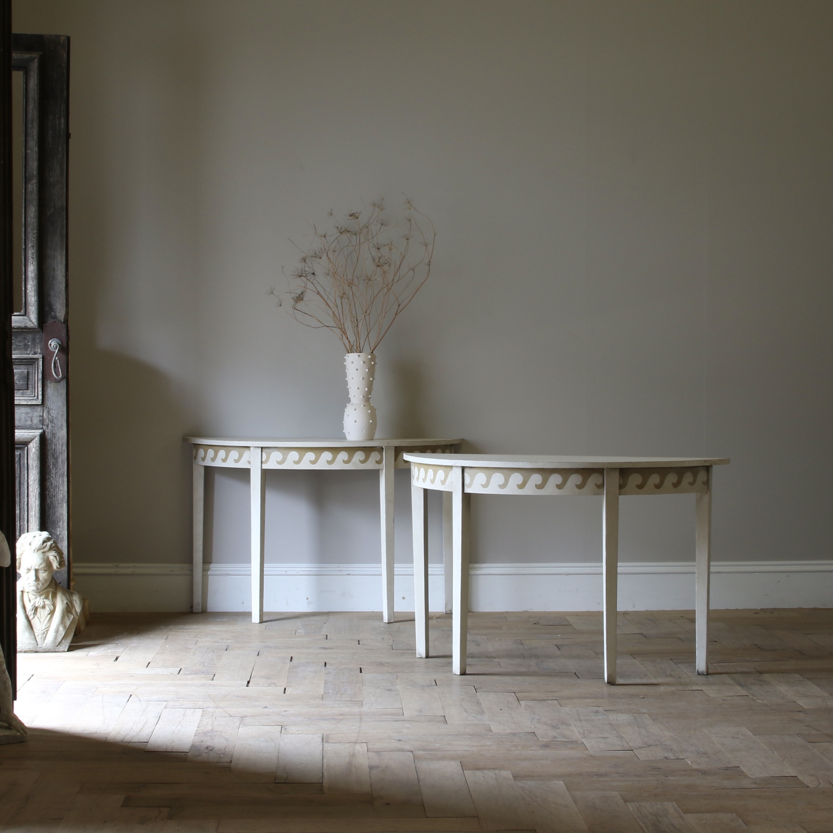 152-52 - French Decorative Demilune Tables